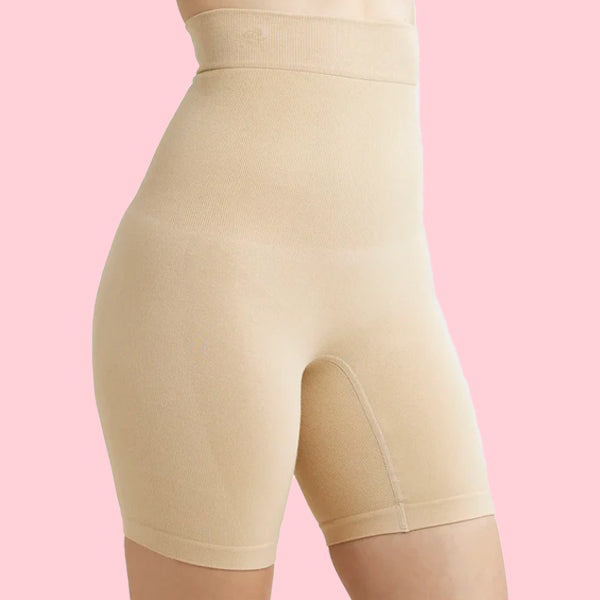 High-Waisted Tummy Control Shapewear Shorts for Women – Body Shaper with Butt Lifting Support, Slimming Girdle, BBL-Style Compression Shorts, Beige