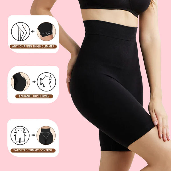 High-Waisted Tummy Control Shapewear Shorts for Women – Body Shaper with Butt Lifting Support, Slimming Girdle, BBL-Style Compression Shorts, Beige