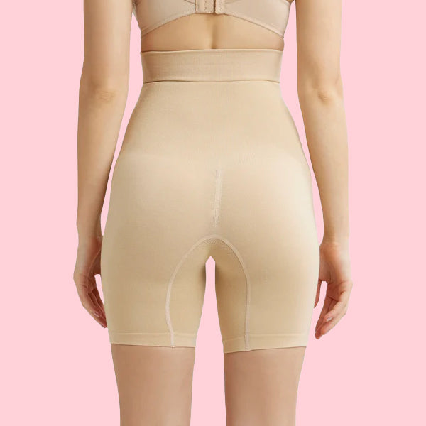 High-Waisted Tummy Control Shapewear Shorts for Women – Body Shaper with Butt Lifting Support, Slimming Girdle, BBL-Style Compression Shorts, Beige