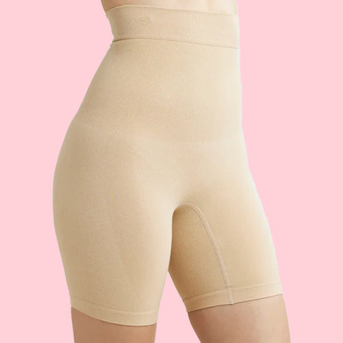 High-Waisted Tummy Control Shapewear Shorts for Women – Body Shaper with Butt Lifting Support, Slimming Girdle, BBL-Style Compression Shorts, Beige